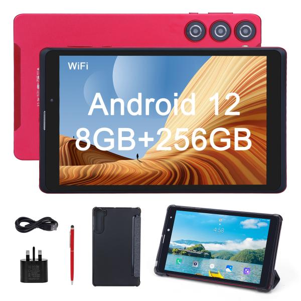C ideia Android 8 polegadas Tablet PC 256GB Grande capacidade de armazenamento 5MP + 8MP câmeras 8000mAh duração da bateria leitura CM835 Vermelho