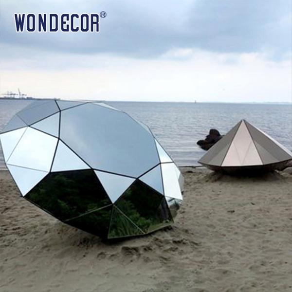 Large abstract stainless steel irregular sculpture outdoor