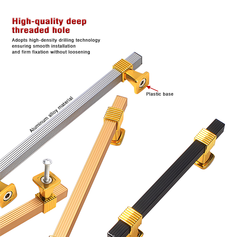 Modern Minimalist Two-Color Cabinet & Wardrobe Handle Perforated Spacing Grooved Aluminum Bar Drawer Pull for Furniture