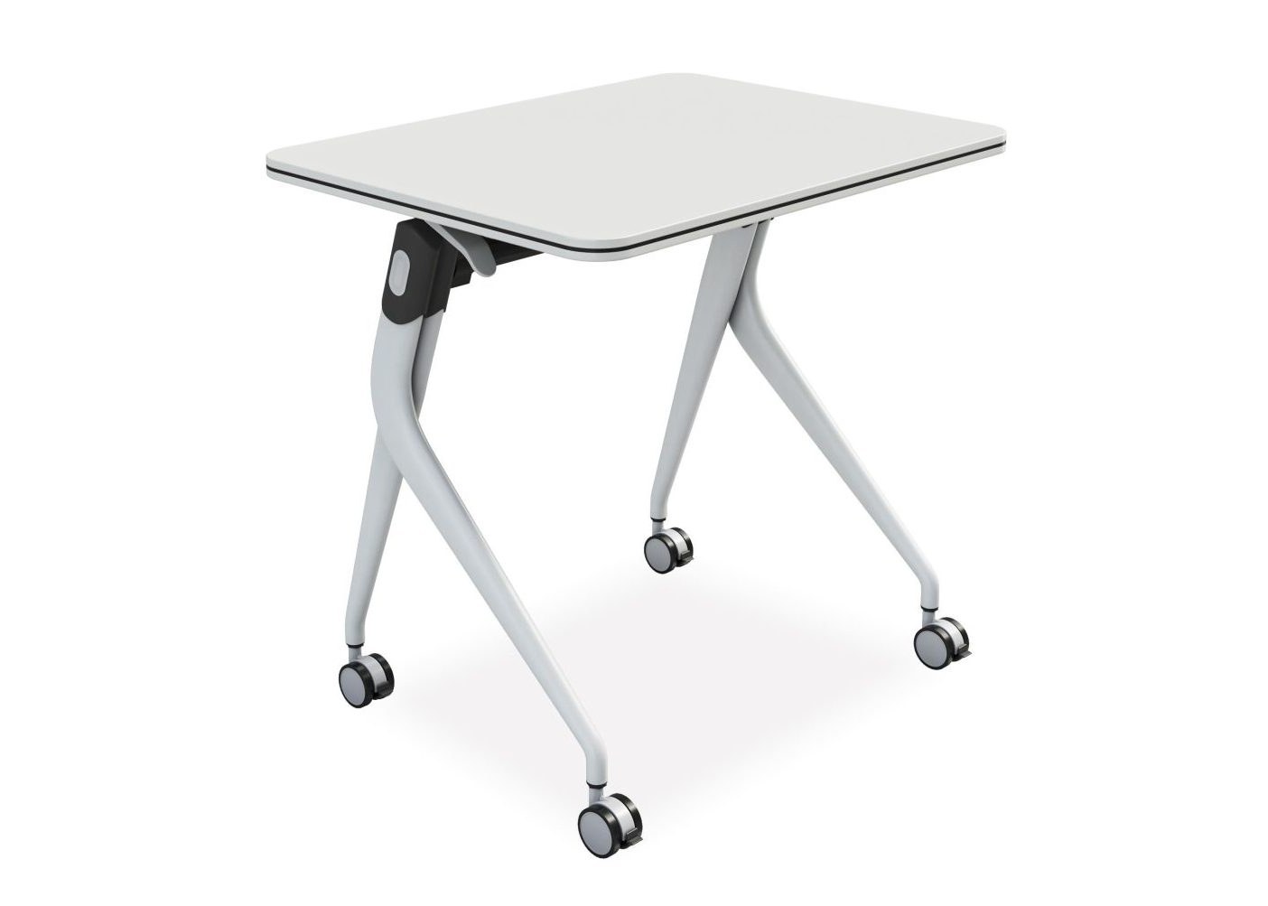 Mandis Flexible Training Desks and Tables with Flip Tabletop One Hand Operation Eight Color Options and Warm Wood Grain Finish