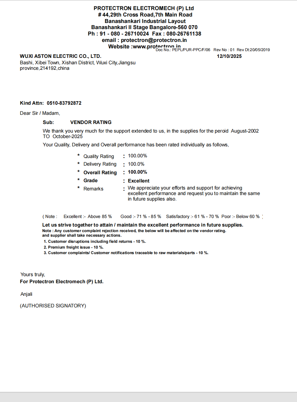 Wuxi Aston Electric Co., Ltd. Certifications