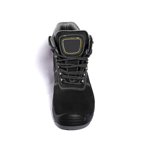 Mid Top Work Shoes Steel Toe Men'S Industrial Safety Shoes Anti Smash Genuine Leather Oil Proof