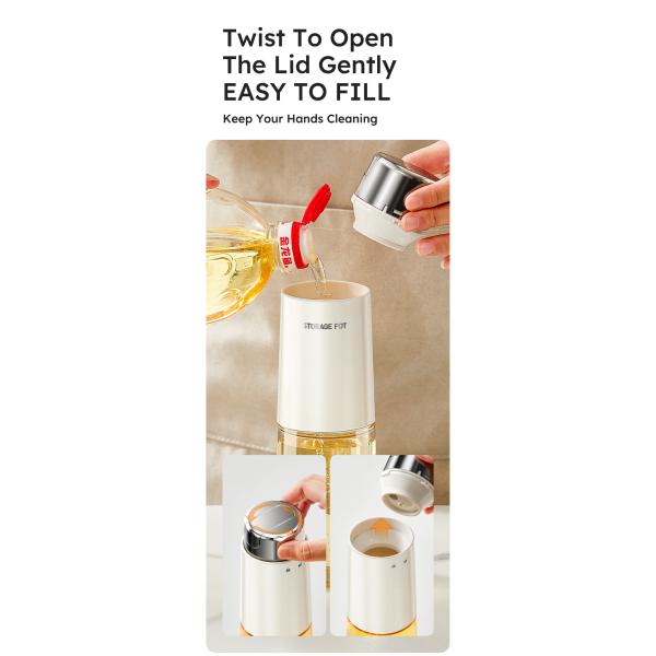 280ml 500ml Kitchen Glass Auto Flip Oil Dispenser Cooking Leakproof No Drip Stainless Steel Cap Oil Container Soy Sauce Bottle