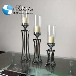 Decoração de mesa de casamento Candlestick Metal de ouro porta velas de casamento