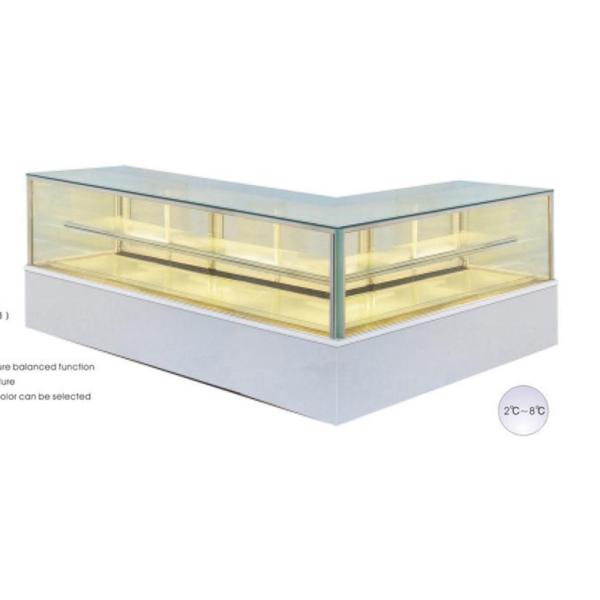 Стеклянный угловой пекарни тортовый дисплей шкаф витрина холодильник