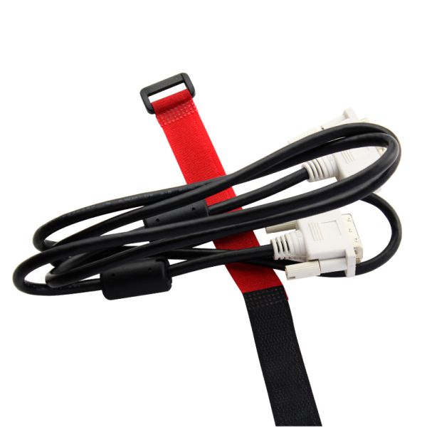 Manufacturer's Double-Sided Fleece Cable Tie / Cable Organizer Strap - Self-Adhesive, Hole-Punched, P-Type Velcro Tie / Bundling Strap