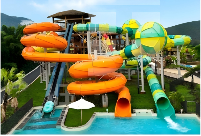 Serpentine Magic Ball Aqua Park Water Slide Combined 14M Height