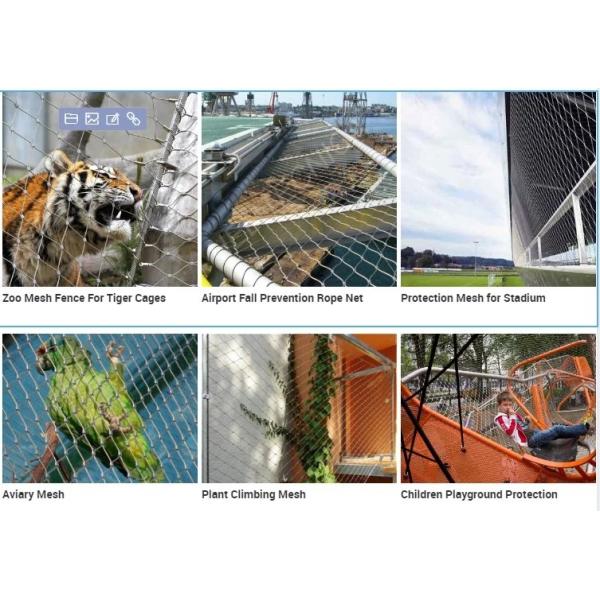 Diamond Zoo Enclosure Mesh 60 Degree Stainless Steel 316 Woven Wire Rope Mesh