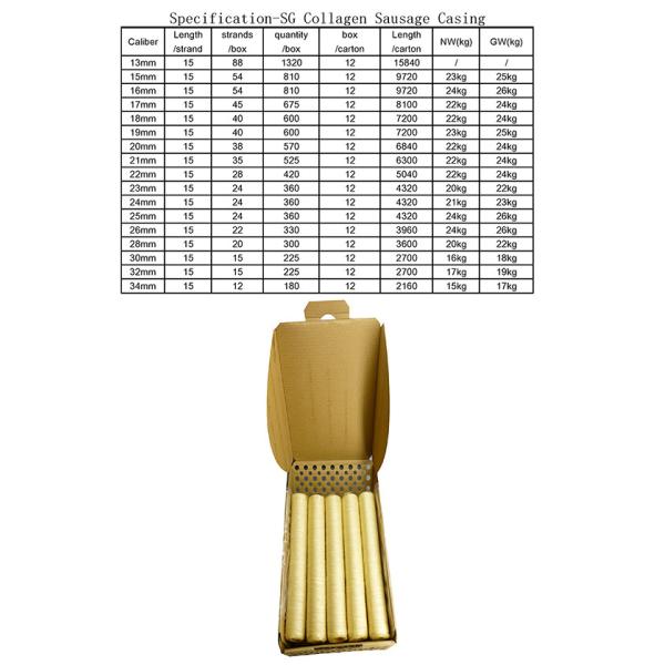 Envases de salchichas de colágeno de grado alimenticio de 18 mm Comestibles para envases de salchichas