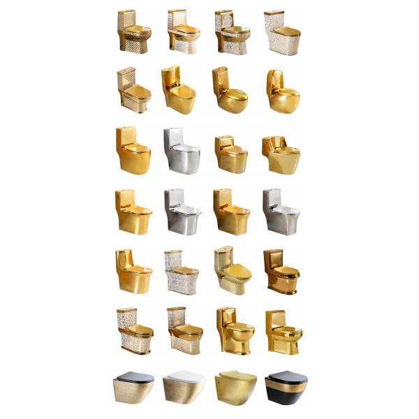 Golden Hotel Bathroom Sanitary Ware With Pedestal Basin Sink Wall Hung Toilet