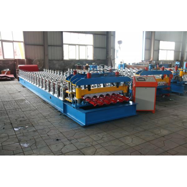 Aluminium Roofing Glazed Tile Roll Forming Machine PLC Control With Different Language