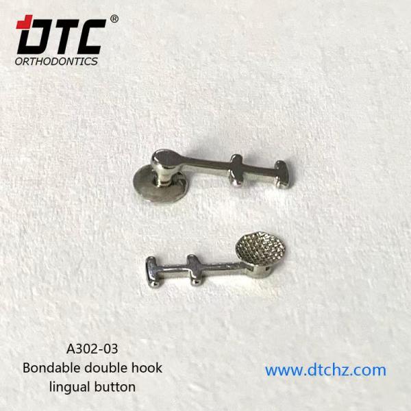 Orthodontic Dental Stainless Steel Bondable Double Hook Lingual Button CE Certified