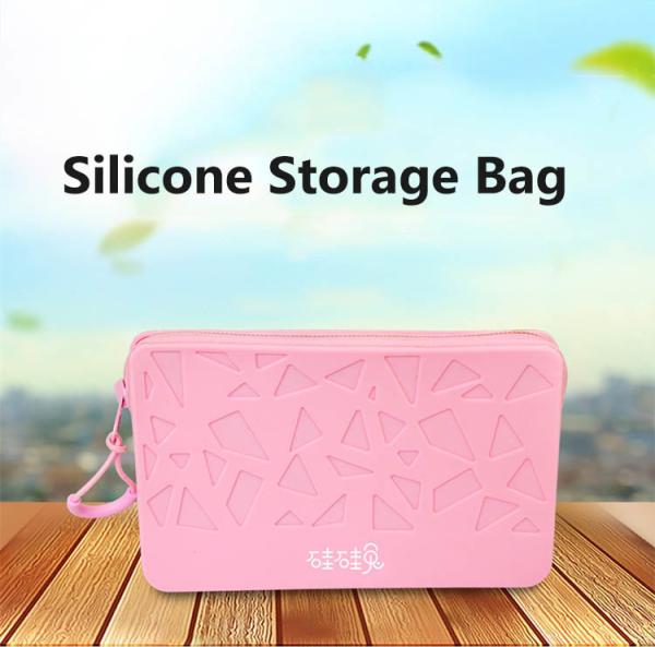 Silicone Rabbit Square Silicone Cosmetic Storage Bag Fashion Solid Color Silicone Change Storage Bag