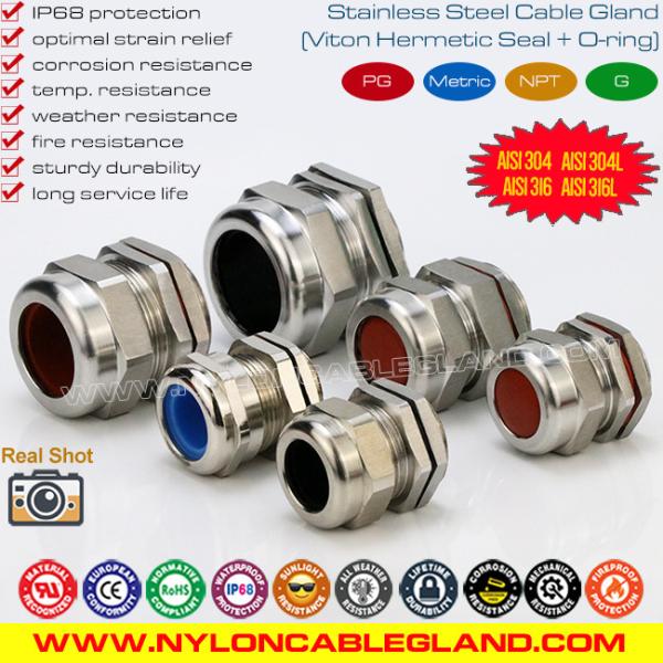 Bucins métricos anti-corrosivos IP68 de aço inoxidável 304, 316, 316L série SCG com vedantes e o-rings de silicone