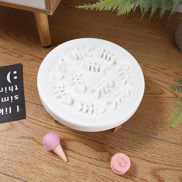 Solid Wood Heighten Pet Slow Food Bowl Cat Dog Ceramic Anti Choking