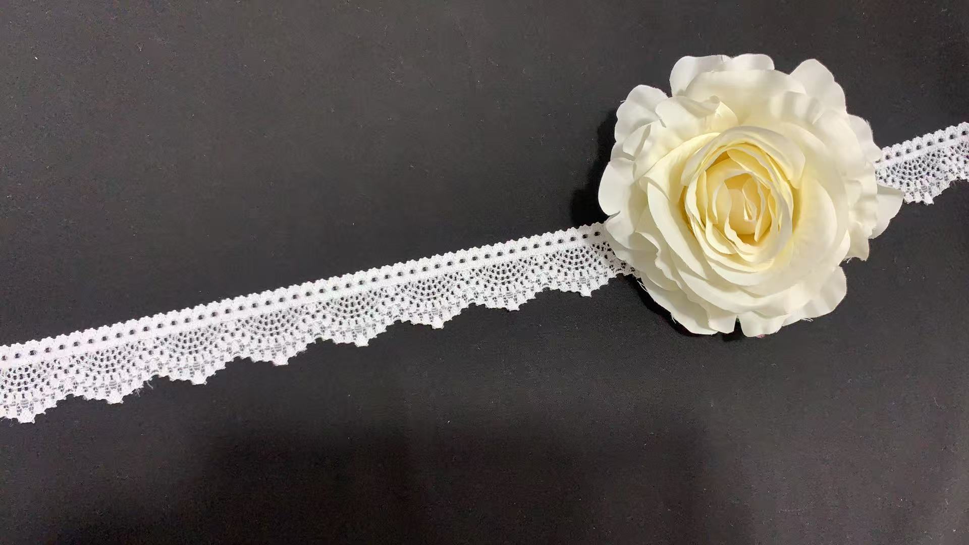3CM Classic Vintage Hollow Blossom Elastic Lace Ribbon Flexible Spandex Trimming for Lingerie Slips, Formal Outfits & Pillowcase DIY Projects