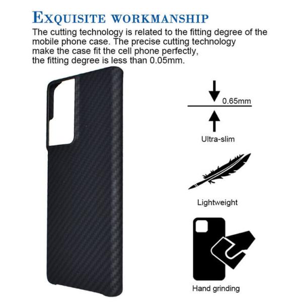 Lightweight Samsung S21 Ultra Aramid Case Black Color Carbon Fiber Case