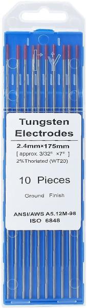 Unleash Your Tig Welding Potential with WT20 3/32 2.4mm*175mm Red Tungsten Electrodes
