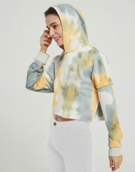 100 partes superiores desproporcionados dos Hoodies da camiseta do pulôver da camiseta da tintura do laço do inclinação das mulheres do poliéster