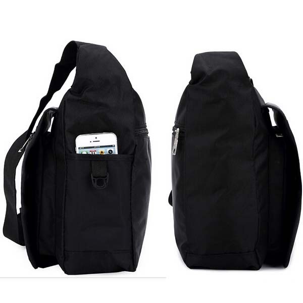 Professional Black Travel Messenger Bags With Backpack Straps Recycled Material