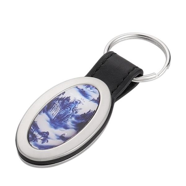 Promotional Gift Metal Sublimation Keychain With Leather Strap Sublimation Leather Keychain Blanks