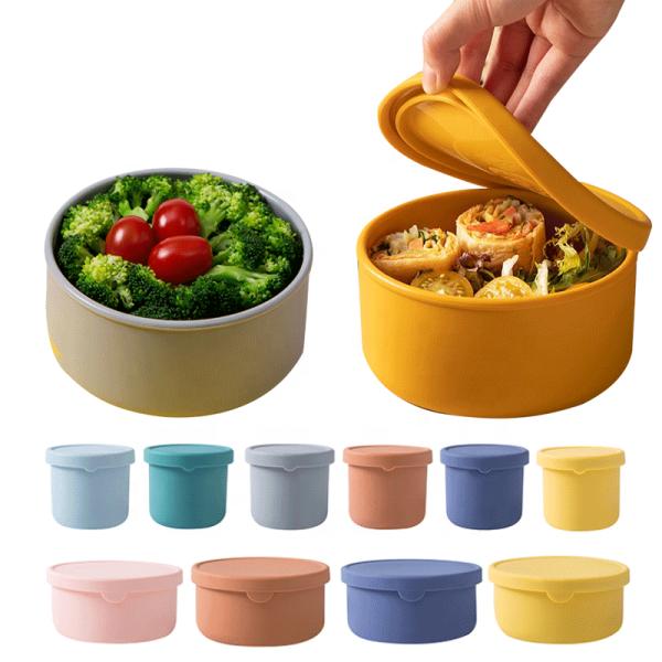 Kitchen Food Storage Round Silicone Lunchbox Bento Box with BPA Free and Fresh-keeping