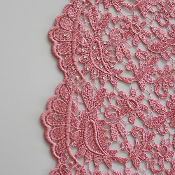2015 lovely pink  stones high quality african cord lace for wedding/ 5 yard/lot wholesale guipure water soluble lace