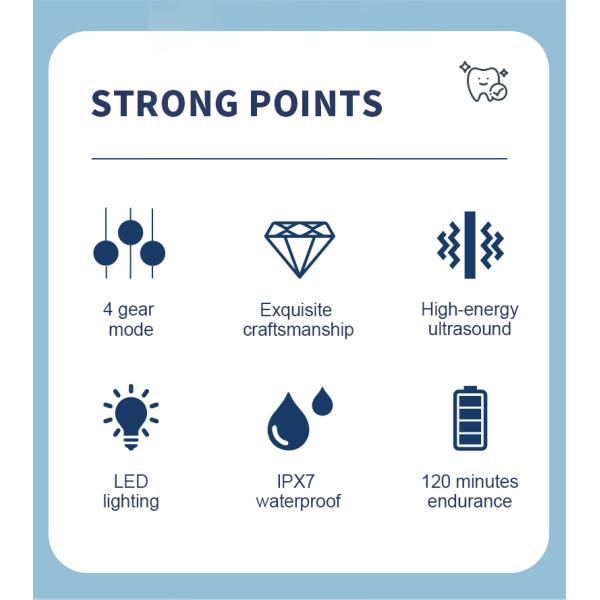 Переносное путешествие Ультразвуковое калькулирование Удаление пятен Зубной камень Ультразвуковое очиститель зубов