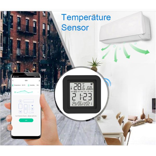 SIXWGH 3-in-1 Smart Home Automation Device Tuya Wi-Fi IR Remote Control LCD Screen Temperature Humidity Sensor Voice Control