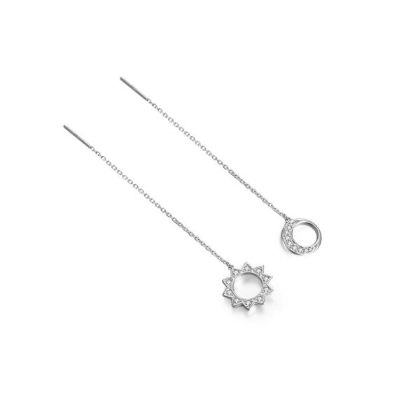 Stering серебрит 925 длинных Tassels закрепляет несимметричные серьги звезды & луны