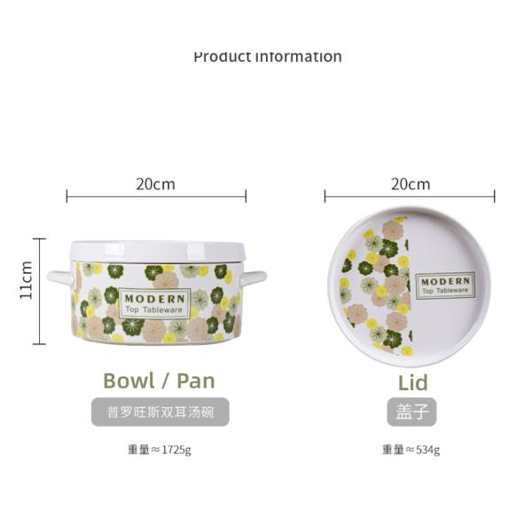 60 oz Ceramic Soup Noodle Ramen Pot With Lid Ideal for Parties Ceramic Type Porcelain