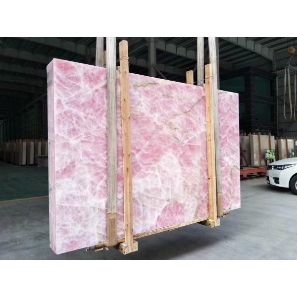 Backlit Ice Age Onyx Marble Wall Panel Translucent Crystal Pink Onyx Countertop