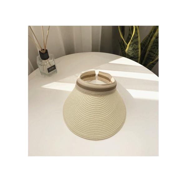 Sun Beach Leisure Visor Hat in Korean Straw Woven Design for Summer Outdoor Activities