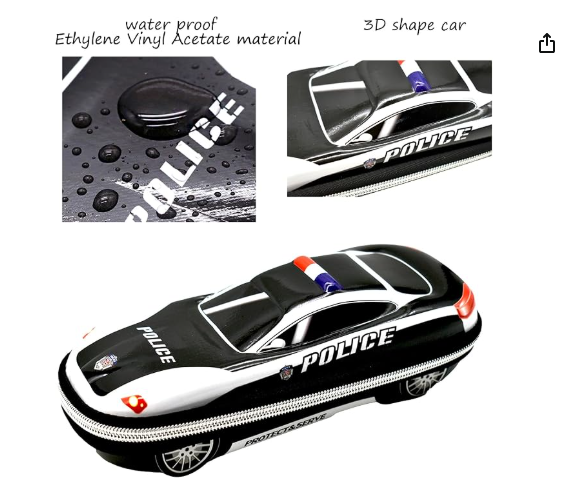 Large Capacity  Pencil Case Storage Cool Pencil Box Car Pencil Pouch Stationery box Black Waterproof and Shock proof Made of EVA Material