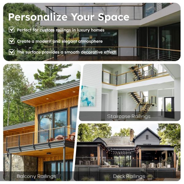 Kit de garde-corps de câbles en acier inoxydable avec 800 tonnes de résistance à la traction, technologie d'auto-verrouillage et options de modèle réglables