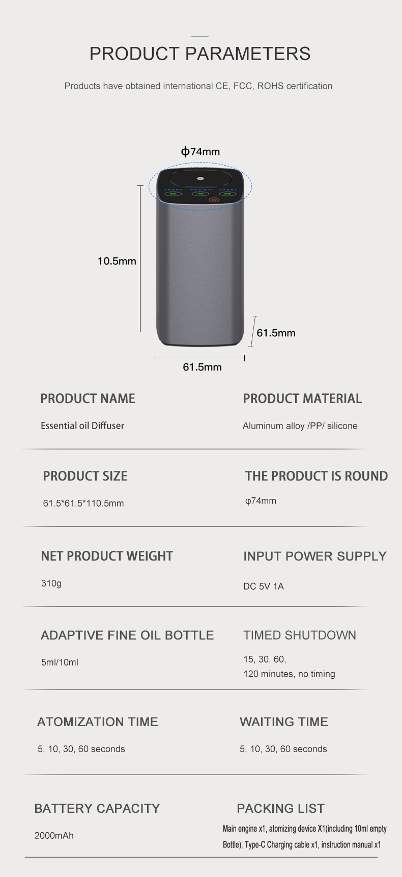 Battery Powered Wireless USB Travel Portable Home Essentials air Fresher Pure Car Essential Oil Waterless Diffuser