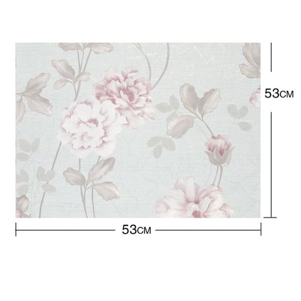 Light Green Living Room Wallpaper Rustic Style with Red Floral Pattern , 0.53*10m/ roll