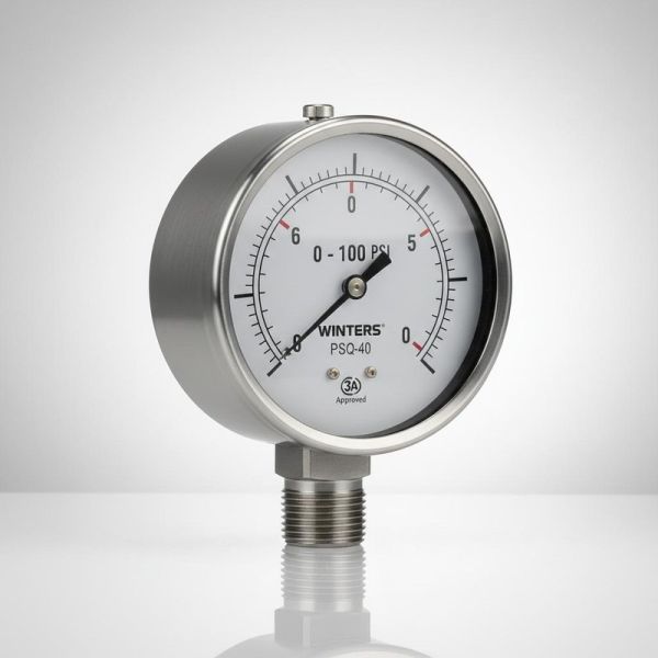 WINTERS PSQ-40 100mm Radial Sanitary Pressure Gauge with Stainless Steel Construction and 3A Approval