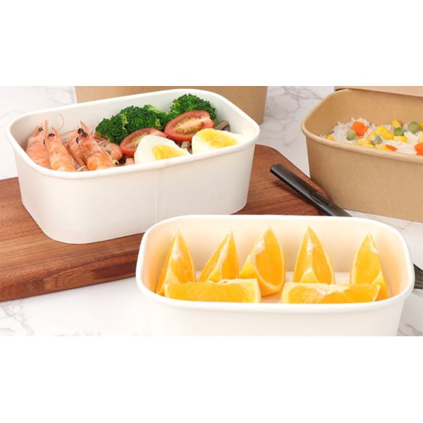 Custom Disposable Biodegradable Paper Bowl Heatable Kraft Waterproof Packaging Food Container Lunch Box