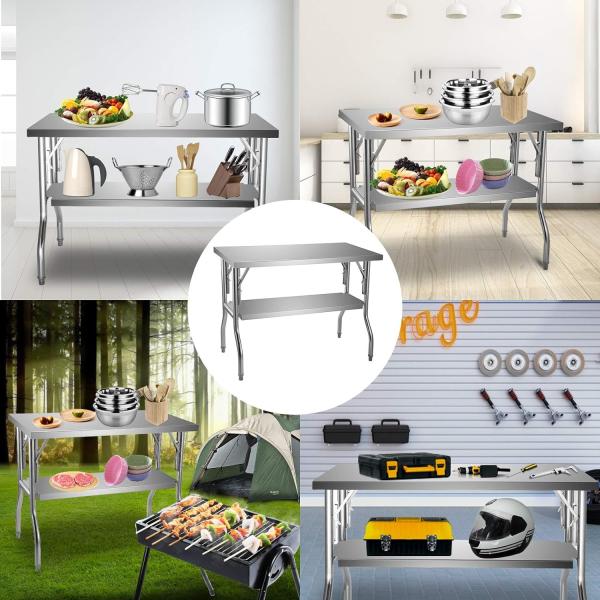 Commercial Stainless Steel Worktable 48 X 24 Inch Stainless Steel Folding Table