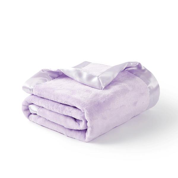 30X40 Purple Fleece Blanket Polyester Baby Satin Trim Throw Blanket