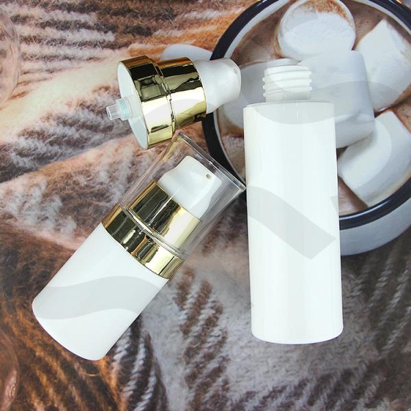 injection white plastic lotion bottle with logo 1oz airless pump bottles