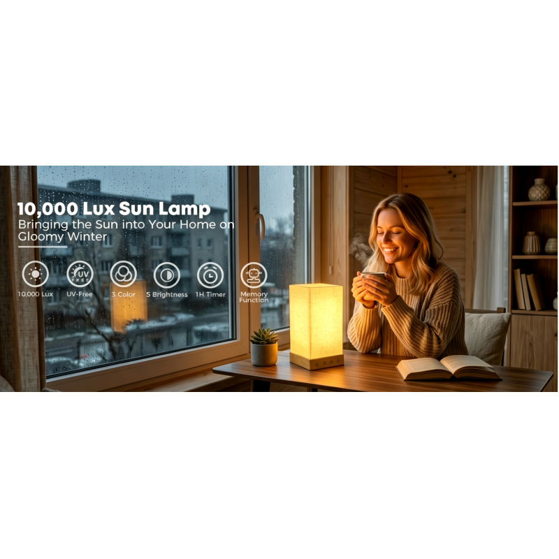 VALED 10,000 Lux UV-Free Light Therapy Lamp with 5 Brightness Levels and 3 Color Temperatures