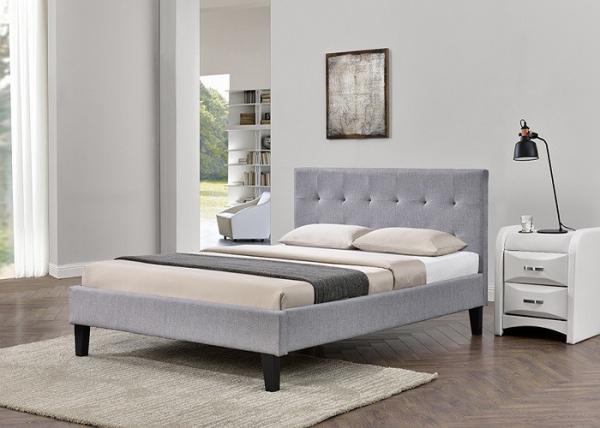 SF833 Queen Size Upholstered Bed Frame Grey Crush Velvet Fabric With Headboard