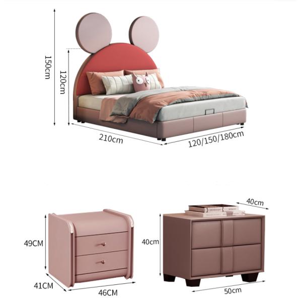 Кровать мыши девушек замка принцессы Кровати Кожи Розов Мечтать современных нордическая детей