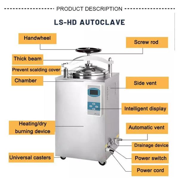 Еда 100 литров стерилизаторов пара давления Medicial автоклавов химических высоких 0,23 Mpa