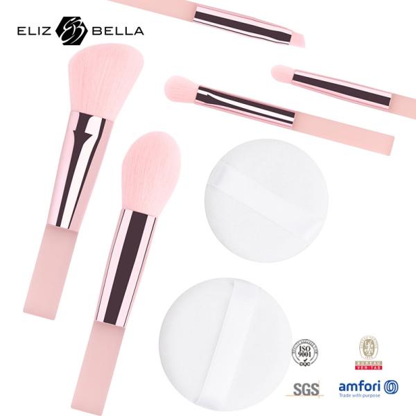 Cabelo sintético escovas de maquiagem rosa de viagem kits de escovas de maquiagem com caixa de embalagem PVC transparente