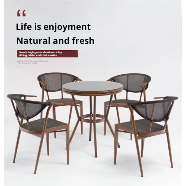 Outdoor Dining Table And Stackable Chair Set Modern Design Restaurant PE Rattan Coffee Table