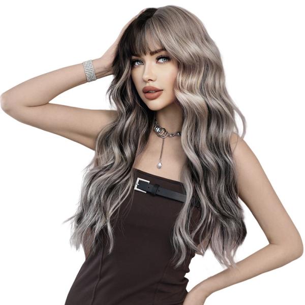 Fashion Long Body Wave Hair Silver/Black Synthetic Wigs For Women
