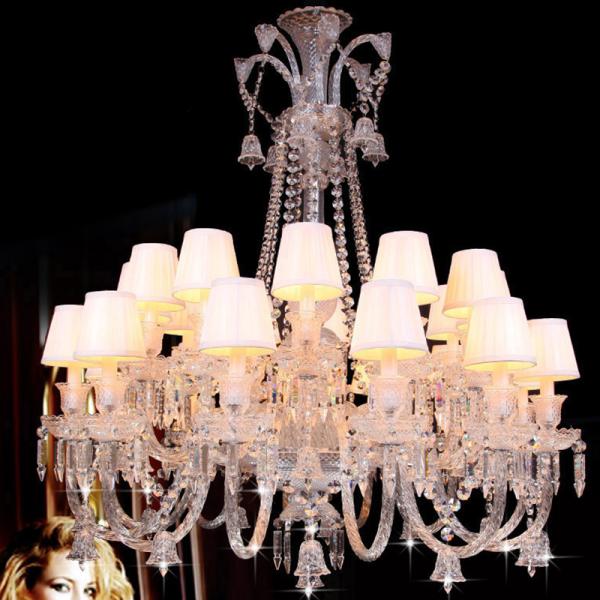 Silver Candle Crystal Chandelier Light With Lampshade （WH-CY-60)